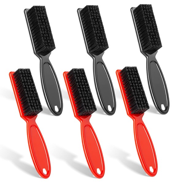 6 Pieces Barber Blade Cleaning Brush Clipper Cleaning Nylon Brush Clipper Cleaner Brush Cleaning Clipper Styling Brush Tool for Men(Red/Black)