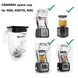 CRANDDI Spare Cup for K80, 52oz Blender Container, 1500ml Pitcher Jar, Blender Spare Parts Accessories, Compatible with K98C, K85, Clear (52oz (K80Jar))