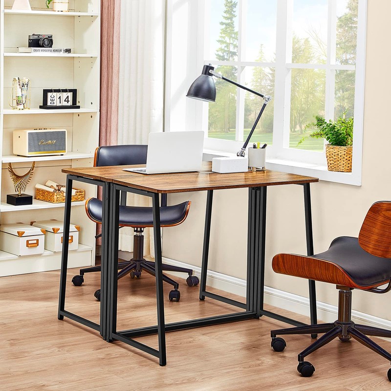 WOHOMO Folding Desk, Small Writing Desk 39.4", Space-Saving Foldable Laptop