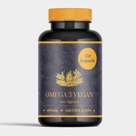 Omega 3 Vegan Algae Oil – 150 Softgel Capsules – 2000 mg per Daily Dose with 800 mg DHA & 400 mg EPA – High Strength Omega-3 for Vegans – Plant-Based Alternative to Fish Oil