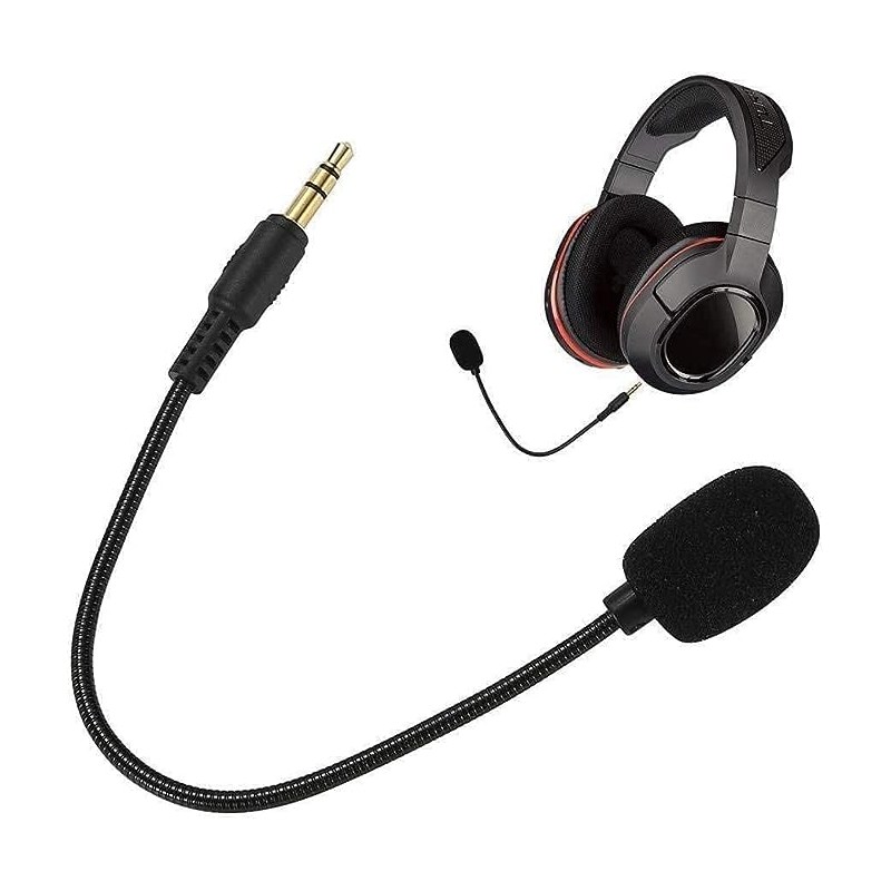 Jowxsx Black Headset Microphone Adjustable 360 Degrees Bendable Jack Headphone