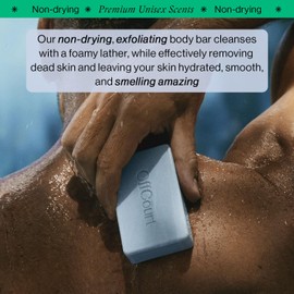 OffCourt Exfoliating Bar Soap – Whole Body, Deep Cleansing and Hydrating Soap for Men & Women - All Skin Types - Non-Drying Bar - Fresh Citrus Scent (5oz, 1 Pack)