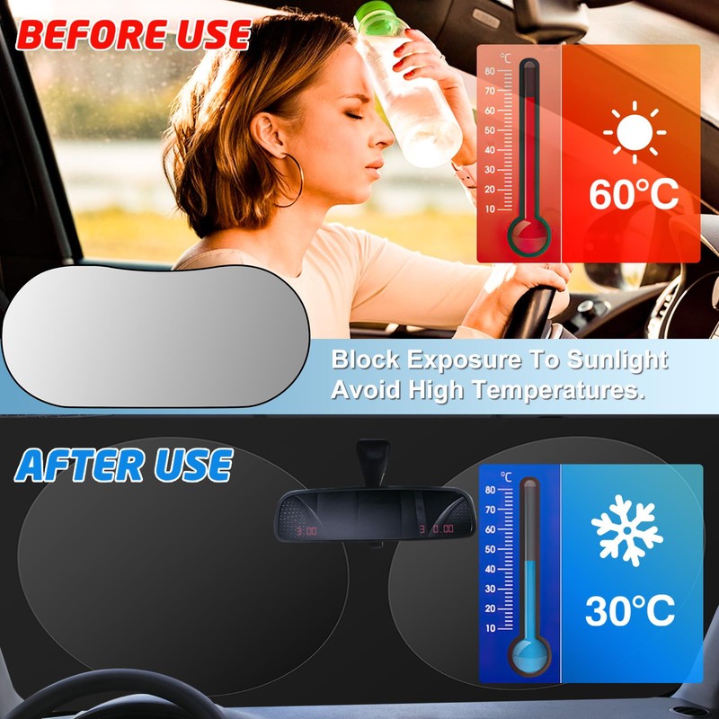 Car Windshield Sun Shade, Reflective Windshield Sunshade with Storage Pouch