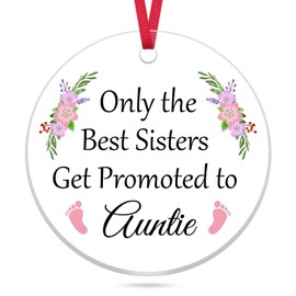 7.6CM New Aunt Acrylic Christmas Ornament Aunt to Be Pregnancy Announcement Gifts for Sister for New Auntie Aunt to Be Christmas Birthday Keepsake First Time Auntie Gifts