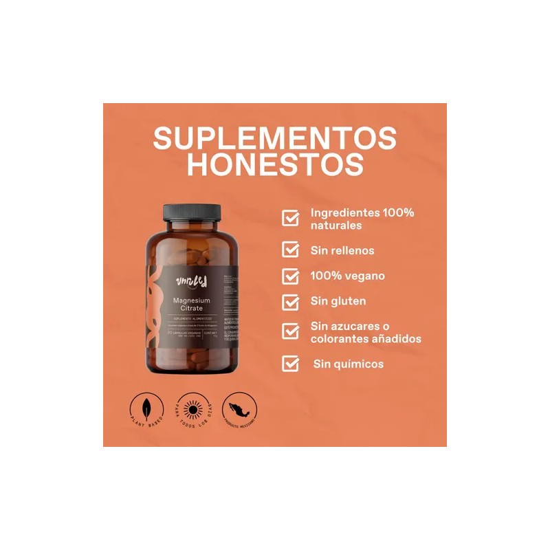 Citrato Magnesio Unruled Cápsulas Suplemento Vegano Sabor Unidades