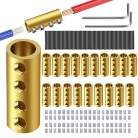Amfuujoy 20pcs 6AWG Wire Connector Nut Kit, 80Amp Splicing Quick Wiring Connection Terminal,6 Gauge Heavy Duty Splice Terminal, with Screws and Heat Shrink Tube, for Solar Panel, Car Audio, Automotive