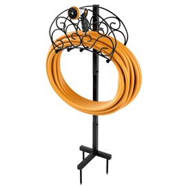 S AFSTAR Garden Hose Holder Stand, Not Water Hose Holder Freestanding with 3 Anchor Points, Fit to 150ft Water Pipes, Heavy Duty Metal Hose Hanger Freestanding for Outside Yard Lawn (Hose Not Included)
