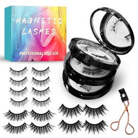 Magnetic Eyelashes, Natural Looking Magnetic Eyelashes with Applicator, 3D False Magnetic Eyelashes Set, No Glue & Durability, Three Types/8 Pairs