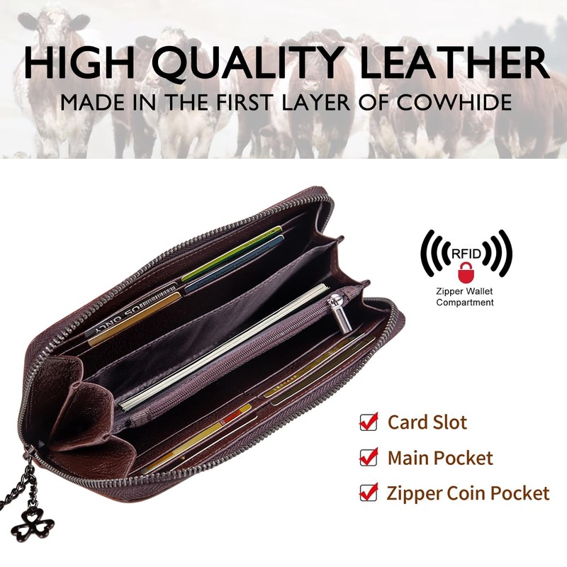 SHARPAD Wallet Genuine Leather for Women - with RFID Blocking