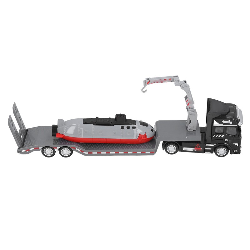 Alloy Semi Flatbed Trailer Truck Toy with Submarine Educational Realistic