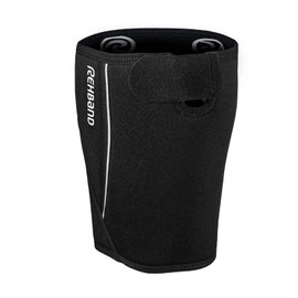 Rehband Thigh Support with Velcro Fastening XS-XXL, Thigh Support 5 mm Neoprene, 1 x Bandage Thigh Muscle Fibre Tear & Strain, Thigh Compression, Colour: Black, Size: XS
