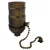 SATCO LOT OF 10 ANTIQUE BRASS-PLATED PULL-CHAIN LAMP SOCKET w/ SET SCREW TR-429ABPC