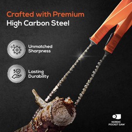 Nordic Pocket Saw Pocket Chainsaw - 93 cm Foldable Hand Chainsaw with Nylon Case - Survival Saw & Camping Saw for Outdoors - Manual Chainsaw for Two Persons - X-Long Portable Chainsaw Survival Tool