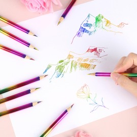 AILUYA Pack of 24 Rainbow Pencils, 4 in 1 Rainbow Pencils Children, Wooden Rainbow Pencils, Colouring Pencils Children for Art Drawing Sketching Colouring Children's Birthday Party Favours