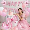 Pink Bow Balloons Happy Party Decorations, Happy Birthday Decor Supplies,