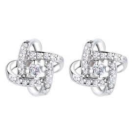 Amy & Annette Sterling Silver Love Knot Stud Earrings - Great Gift Idea for Every Occasion - Size (10mm Diameter)