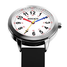 SOCICO Learning Watch Children's Watch, 3ATM/30M Waterproof Children's Watch for Boys Girls, Children's Watch Analogue Time Learning Thanksgiving Christmas Day Gift, black, Modern