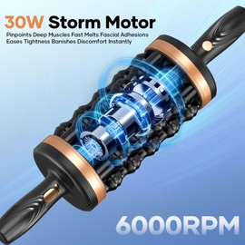 Orgibim Deep Tissue Massager: 30W Motor 6000 RPM Percussion, 8 Rollers 72 Nodes, 5-Speed & Wireless, 2400mAh Battery, with Stand for Back/Leg/Shoulder Pain Relief(Gold)