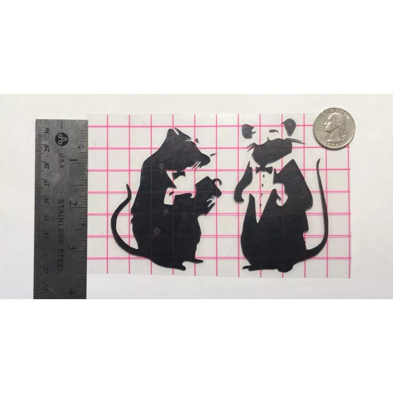 Unbranded Banksy Tuxedo Rats BLACK vinyl decal weatherproof dishwasher-saf