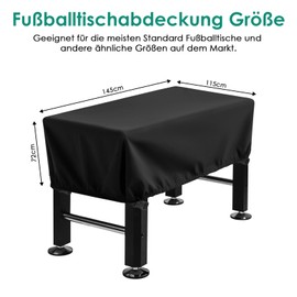 Iptienda Football Table Cover, Waterproof, 420D Oxford Table Football Cover, Dustproof, UV-Resistant, Portable with Release Belt and Tension, Black, 145 x 115 x 72 cm