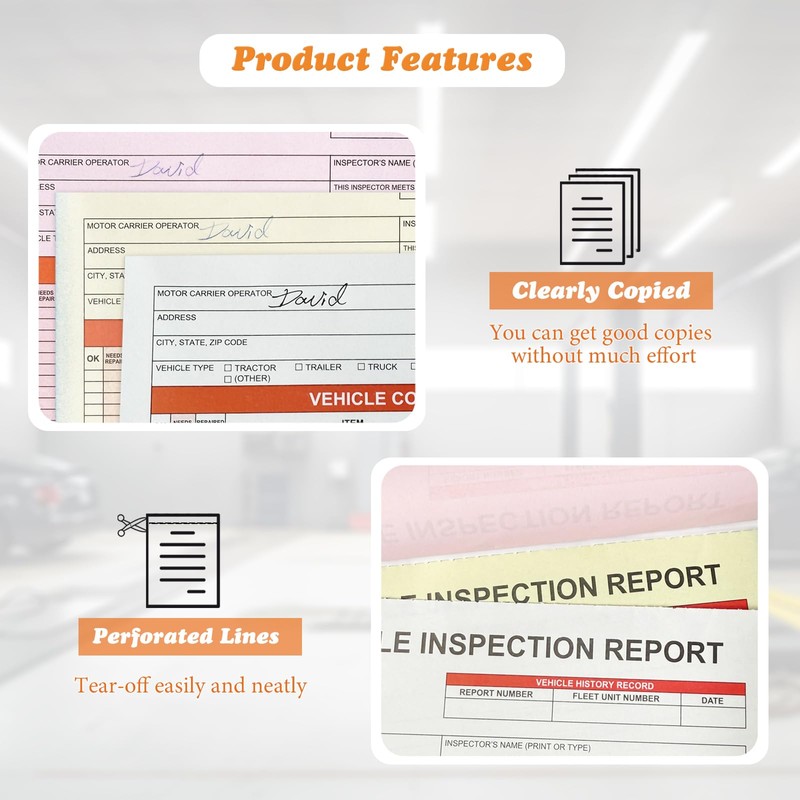 Bonpaso 15 Pack Annual Vehicle Inspection Report Forms & 15-Pk