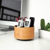 Czzmy Round Leather Art Supply Organizer,Remote Control Holder,360 Degree Spinning,Multi-Functional