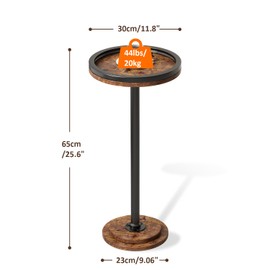 Round Martini Drink Table, Small Side Table for Small Spaces, Bedside Table Stand with Solid Metal Leg, Nightstand with Weighted Base Pedestal for Living Room, Bedroom and Office