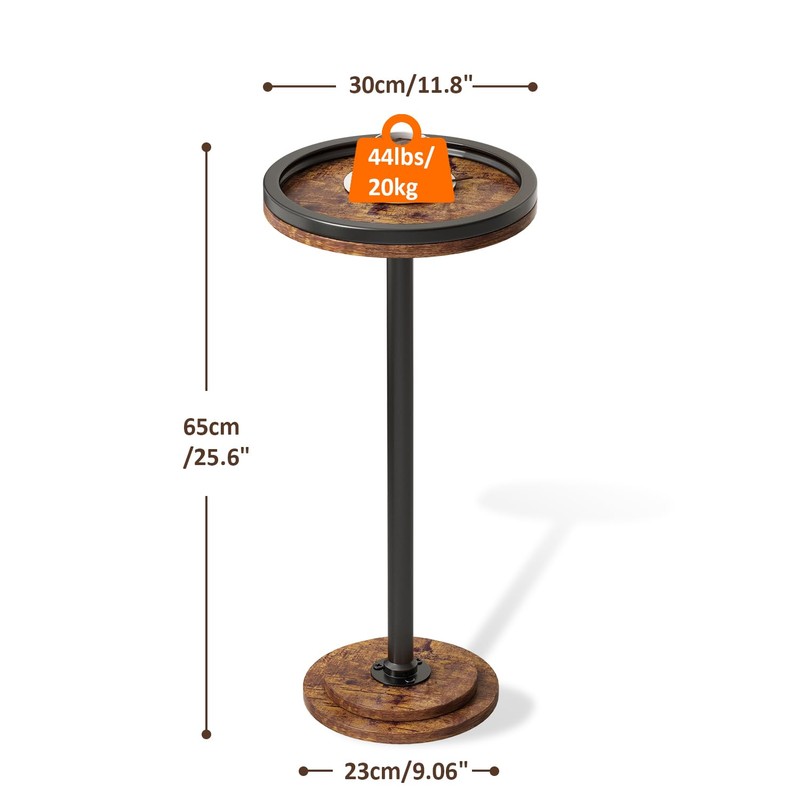 Round Martini Drink Table, Small Side Table for Small Spaces,