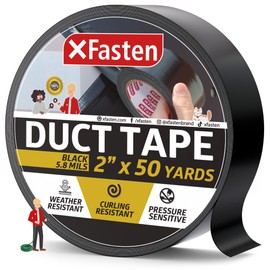 XFasten Black Duct Tape, Packaging Tape, Heavy Duty Box Tape for Shipping Supplies, 2 Inches x 50 Yards, 5.8 Mil, All-Weather Repair & Packing