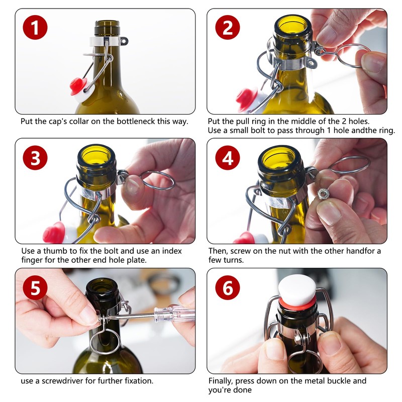 [6 +6] half cover 18mm Swing Top Glass Bottle Caps