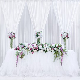 20 ft x 10 ft Wrinkle Free White Backdrop Curtain Panels, Polyester Photography Backdrop Drapes, Wedding Party Home Decoration Supplies