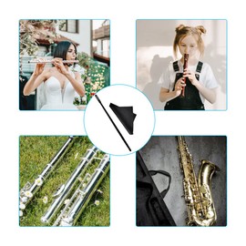 Flute Cleaning Rod with 3pcs Flute Cleaning Cloth, Flute Cleaning Kit, Flute Cleaning Rod and Flute Cleaning Cloth, Cleaning Swabs Flute Cleaning Cloth, Flute Cleaning Cloth (Black)