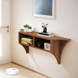 Pmnianhua Floating Console Table,39'' Wall Mounted Entryway Table,Floating Console Shelf for Entryway Hallway,Foyer,Small Space(Walnut)