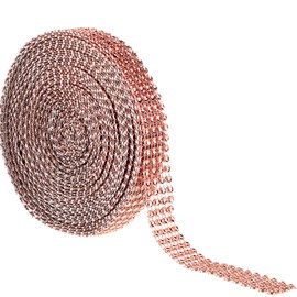 10 Yard Acrylic Rhinestone Diamond Ribbon for Wedding Cakes, Birthday Decorations, Baby Shower Events and Arts and Crafts Projects (Rose Gold,4 Row)