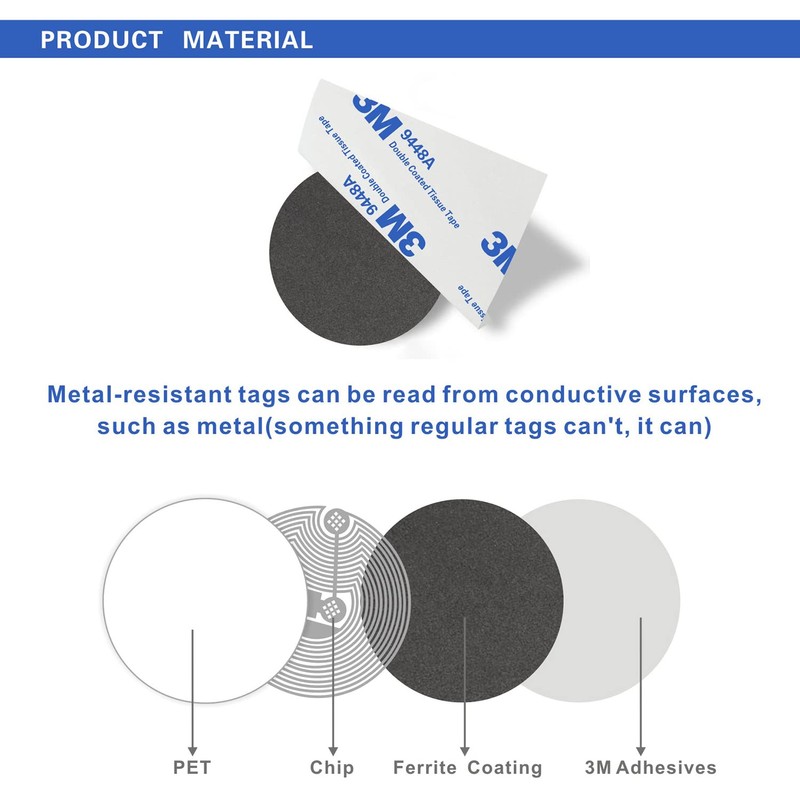10pcs NFC Tags Anti-Metal Interference NTAG 215 Stickers On-Metal NFC