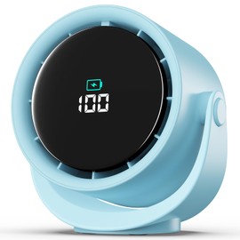 YOSHENMO Portable Desk Fan for Bedroom, Turbo Table Fans with smile icon LED Display, 6-inch, 5-Speed Strong Airflow, Low Noise, 360° Adjustable Tilt, Suitable for Home, Office, Outdoor, Blue