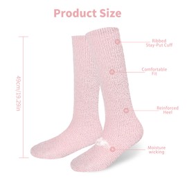 3 Pairs Women's Fluffy Knee High Socks Winter Warm Long Ladies Socks Women Gilrs Cozy Fuzzy Thigh High Socks Coral Fleece Warm Soft Knee-High Socks (UK, Alpha, One Size, Regular, Regular, Light Color)