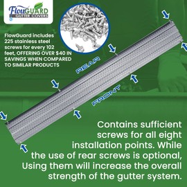 FlowGuard USA Made Professional DIY 5 Inch High Clearance 50-Year Gutter Cover System - Matte - Aluminum Gutter Guards - 102 Feet - by FlexxPoint