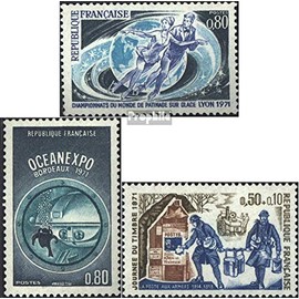 France 1739,1740,1743 (complete.issue.) unmounted mint/never hinged ** MNH 1971 Figure Skating, Ocean, Philately (Stamps for collectors) Winter sports (skiing/ice hockey/bobsleigh ...)