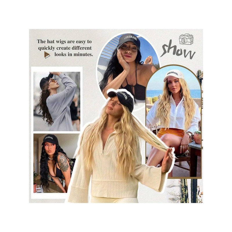 Hat Wigs for Women Baseball Cap Wig with Hair Extensions