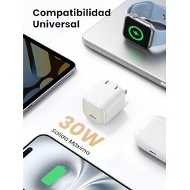 UGREEN Nexode 30W Mini Cargador USB C GAN, Tipo C Carga Rápido
