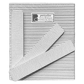 PrettyClaw | 50pc Nail File 180/180 Grit Zebra Nail Files White Plastic Center Double Sided Jumbo Emery Board For Nails Acrylic Nail File