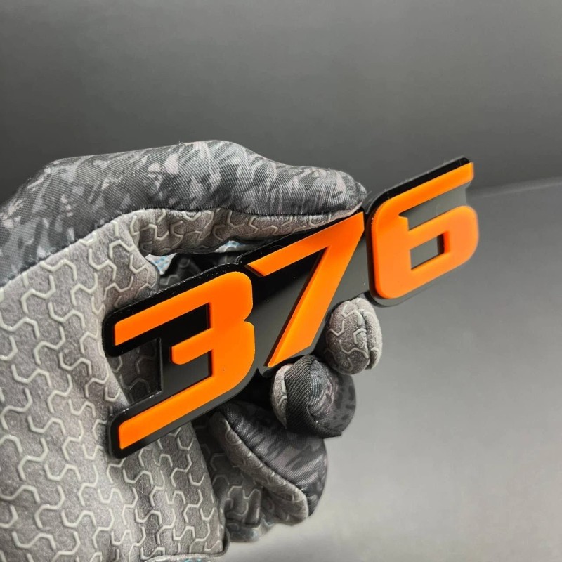 Emblem Badge 2x Orange Black 376 Hemi Emblems 376 Side
