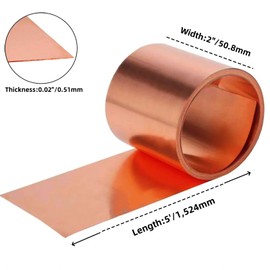99.9+% Pure Copper Sheet roll,24 Gauge 2 "Wide x 5FT, Pure Copper with，Home Repair, Decorating and DIY(Multiple Sizes)