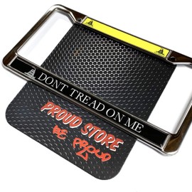 Dont Tread ON ME Flag Domed Steel License Plate Frame -US Size- Snake Flag, Merica, America, Proud American, US Standard Size
