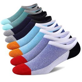 FLYRUN Calcetines de algodón invisibles para hombre, paquete de 8 calcetines casuales de corte bajo con agarres antideslizantes, Multicolor 11-8 pares, Talla única