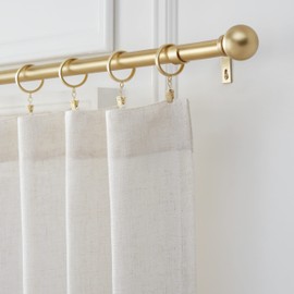 MODE Premium Collection 1" Diameter Curtain Rod Set with Modern Ball Curtain Rod Finials and Steel Wall Mounted Adjustable Curtain Rod, Fits 16” to 32” Windows, Brushed Gold