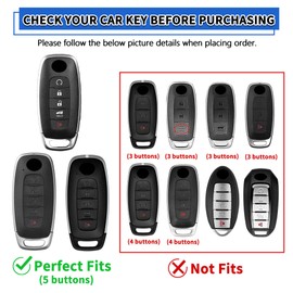 TOMALL for Nissan Key Fob Cover with Keychain, 5 Buttons Soft TPU Key Fob Protector Compatible with 2023 2024 2025 Nissan Rogue Pathfinder and 2024 2025 Sentra Car Key Cover, Black
