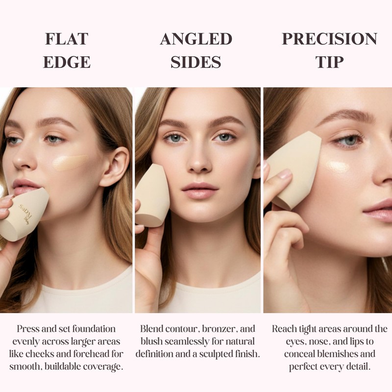 Champagne Gold Angled Corner Makeup Sponge | Precision Blender
