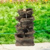 Gardenised Decorative 4 Tier Rock Look Water Fountain with LED